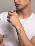 Nialaya Men's Ring Silver Oval Signet Ring with Turquoise Stone