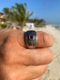 Nialaya Men's Ring Silver Ring with Red Stone