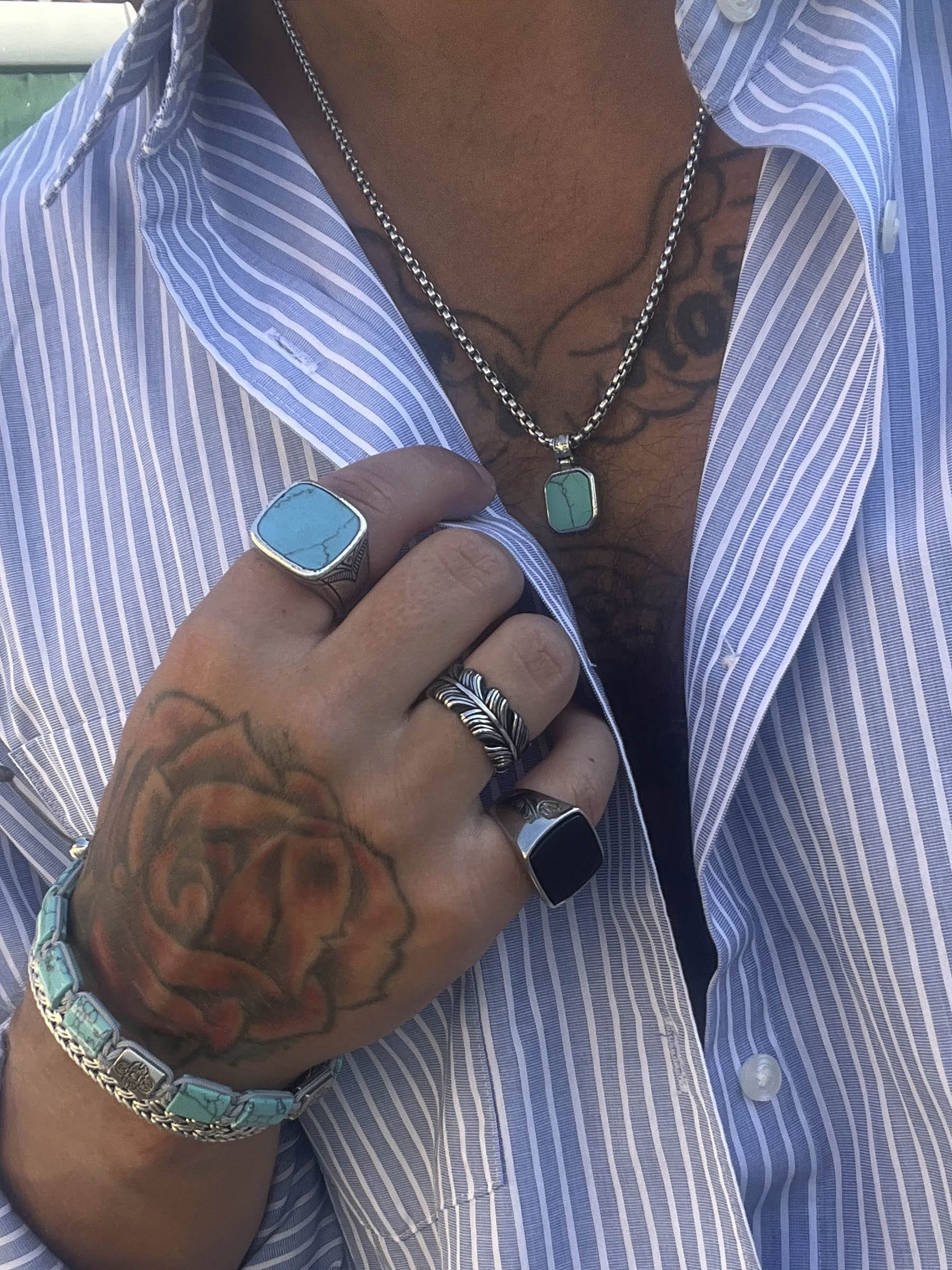 Mens genuine turquoise rings deals