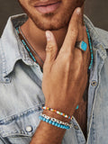 Nialaya Men's Ring Vintage Sterling Silver Signet Ring with Genuine Turquoise