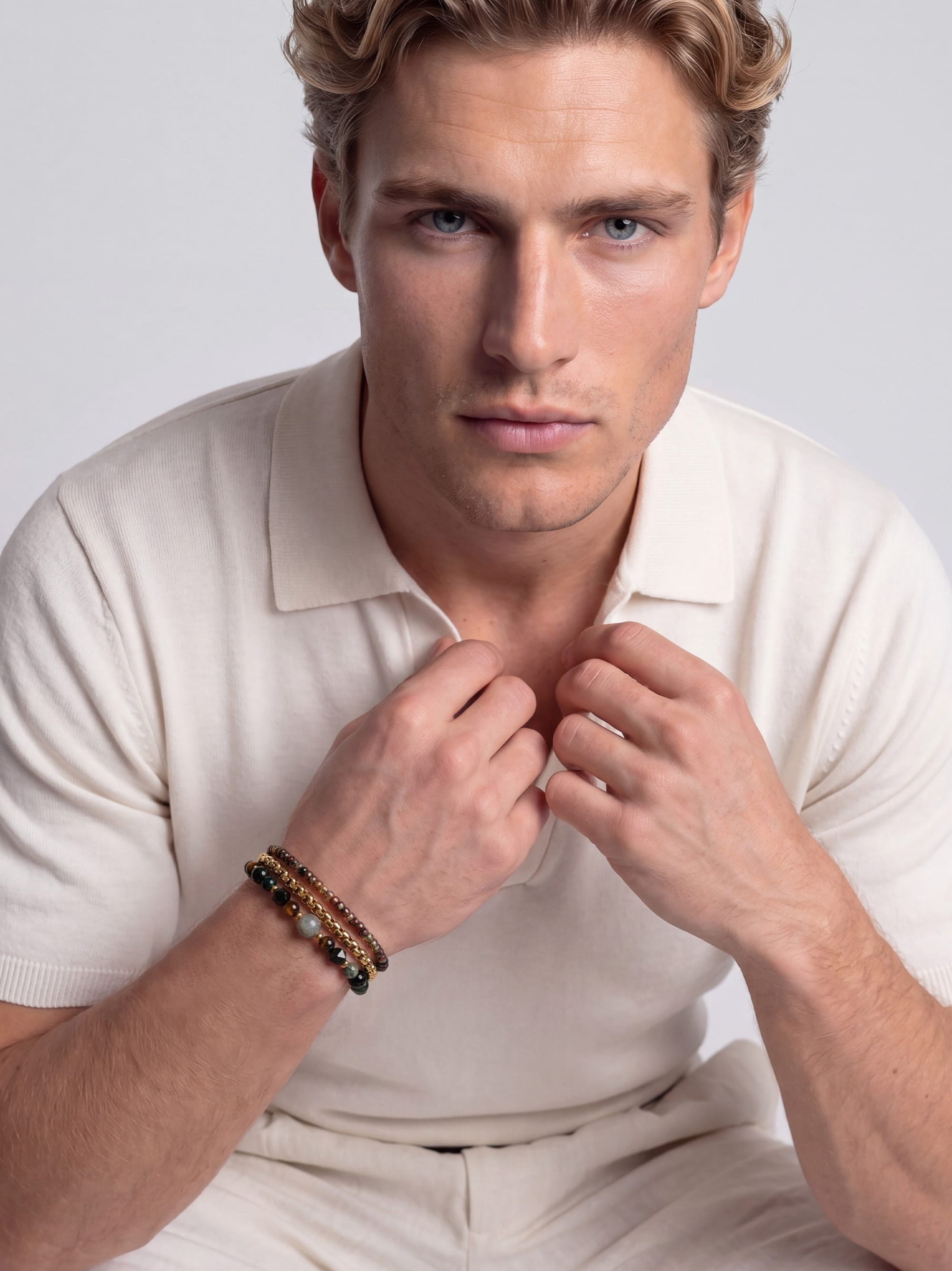 Nialaya Men's Stack Bracelet Ember Gold Stack Ember Gold Stack