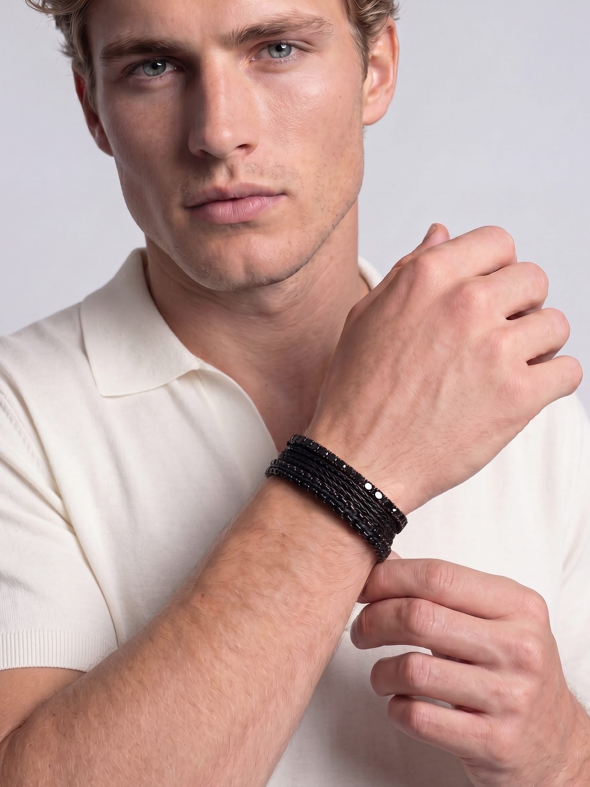 Nialaya Men's Stack Bracelet Midnight Stack Midnight Stack