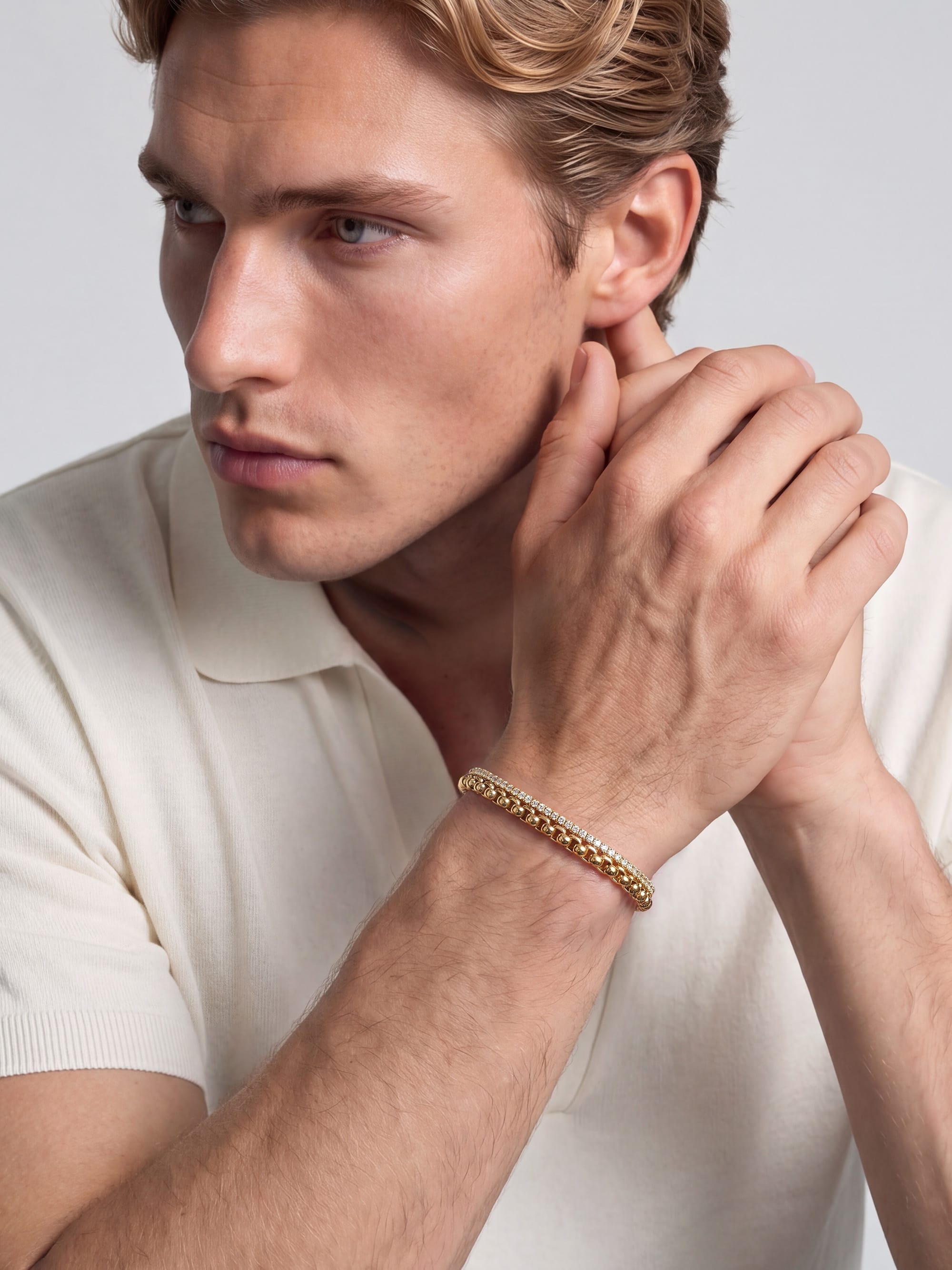 Nialaya Men's Stack Bracelet Monaco Tennis Stack Monaco Tennis Stack