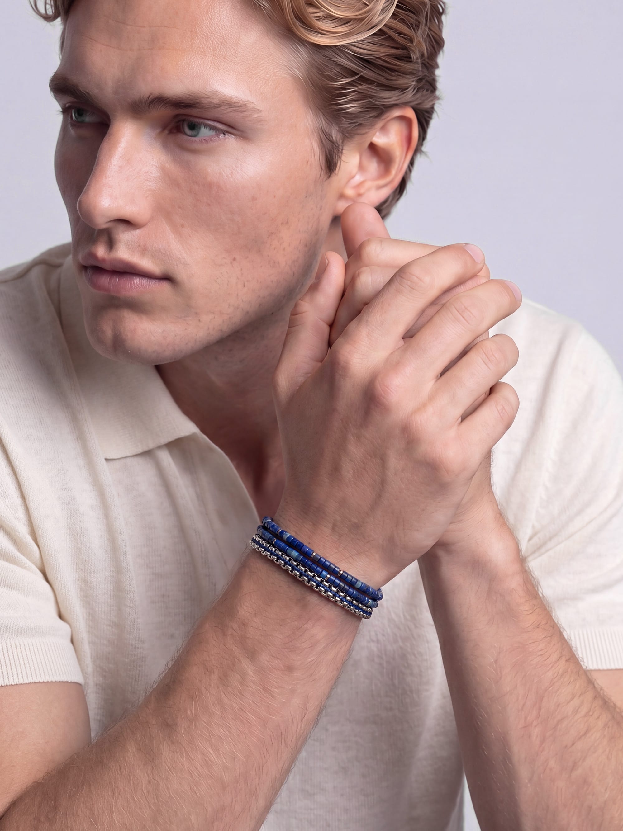 Nialaya Men's Stack Bracelet Ocean Drive Stack Ocean Drive Stack