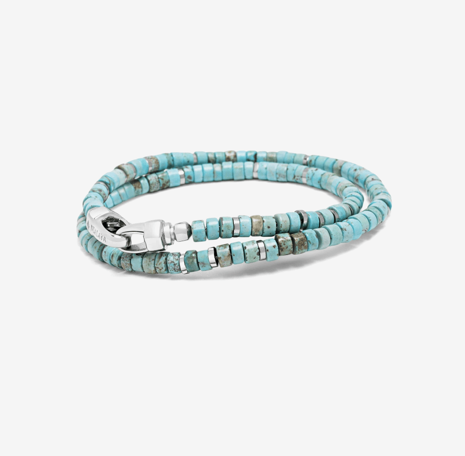 Nialaya Men's Stack Bracelet Riviera Turquoise Stack Riviera Turquoise Stack