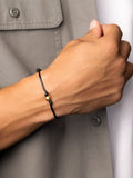 Nialaya Men's String Bracelet Black String Bracelet with Gold MST_003