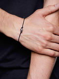 Nialaya Men's String Bracelet Black String Bracelet with Silver MST_002