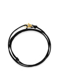 Nialaya Men's String Bracelet Black Wrap-Around String Bracelet with Sterling Silver Gold Plated Lock MST_071