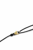 Nialaya Men's String Bracelet Black Wrap-Around String Bracelet with Sterling Silver Gold Plated Lock MST_071