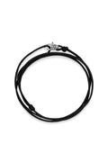 Nialaya Men's String Bracelet Black Wrap-Around String Bracelet with Sterling Silver Lock MST_067