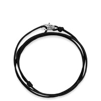 Black Wrap-Around String Bracelet with Sterling Silver Lock