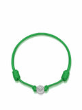 Nialaya Men's String Bracelet Green String Bracelet with Silver MST_079