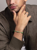 Nialaya Men's String Bracelet Green String Bracelet with Silver MST_079