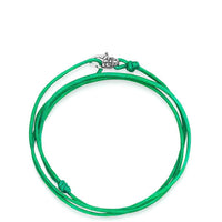 Green Wrap-Around String Bracelet with Sterling Silver Lock