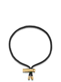 Nialaya Men's String Bracelet Men's Black String Bracelet with Adjustable Gold Lock MST_034