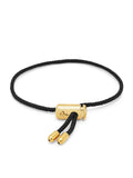 Nialaya Men's String Bracelet Men's Black String Bracelet with Adjustable Gold Lock MST_034