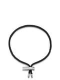 Nialaya Men's String Bracelet Men's Black String Bracelet with Adjustable Silver Lock MST_039