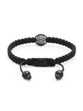 Nialaya Men's String Bracelet Men's Black String Bracelet with Black CZ Bead