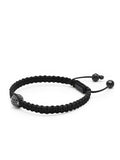 Nialaya Men's String Bracelet Men's Black String Bracelet with Black CZ Bead