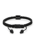 Nialaya Men's String Bracelet Men's Black String Bracelet with Black CZ Flatbead