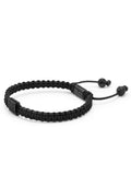 Nialaya Men's String Bracelet Men's Black String Bracelet with Black CZ Flatbead