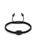 Men's Black String Bracelet with Black CZ Flatbead