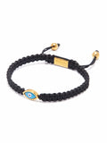 Nialaya Men's String Bracelet Men's Black String Bracelet with Gold Evil Eye