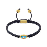 Men's Black String Bracelet with Gold Evil Eye