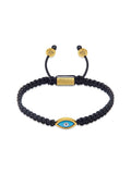 Nialaya Men's String Bracelet Men's Black String Bracelet with Gold Evil Eye