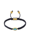 Men's Black String Bracelet with Gold Evil Eye