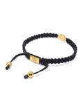 Nialaya Men's String Bracelet Men's Black String Bracelet with Gold Evil Eye