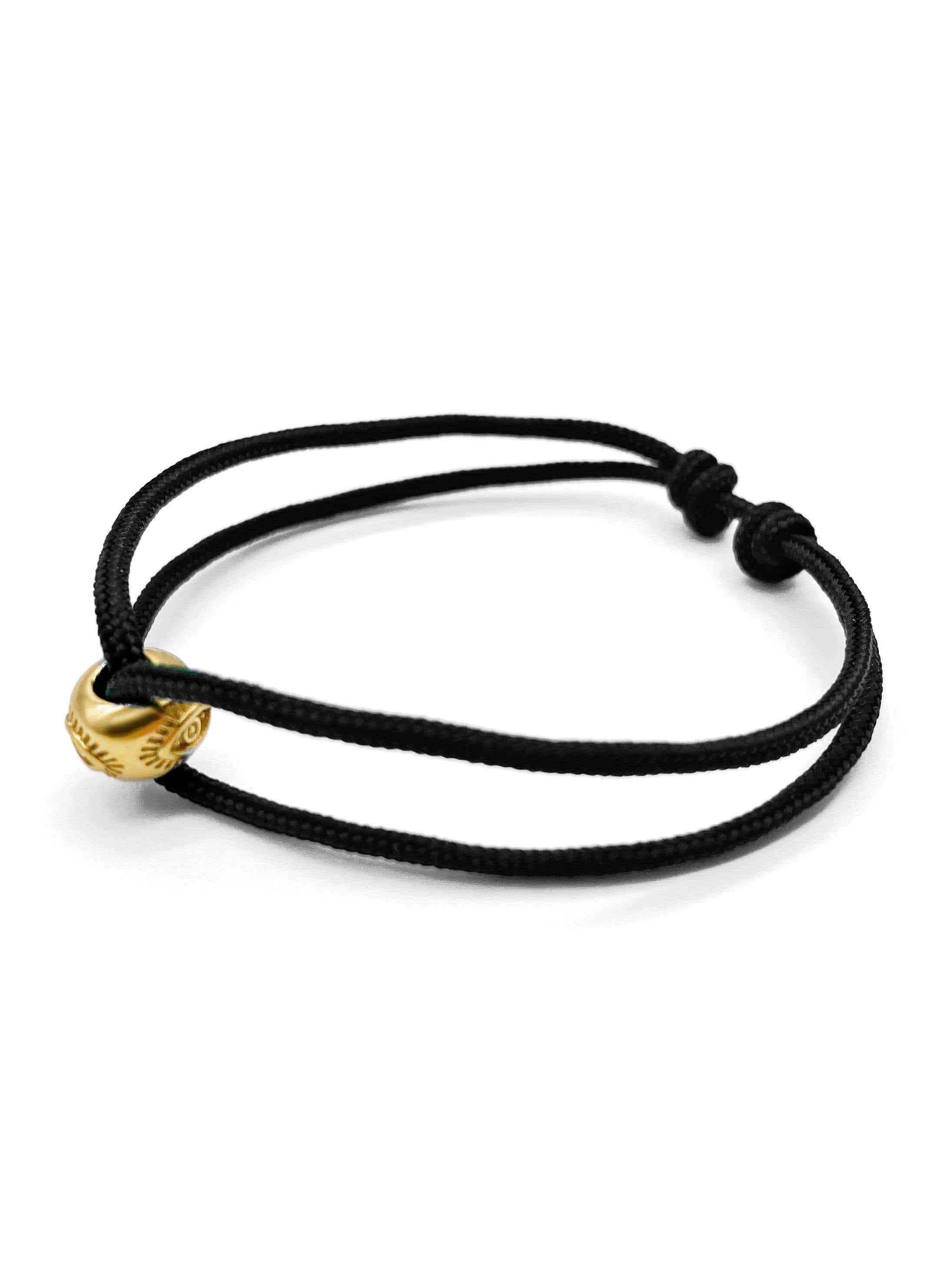 Nialaya Men's String Bracelet Men's Black String Bracelet with Gold Evil Eye One Size / Black MST_030