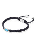 Nialaya Men's String Bracelet Men's Black String Bracelet with Silver Evil Eye