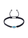 Nialaya Men's String Bracelet Men's Black String Bracelet with Silver Evil Eye