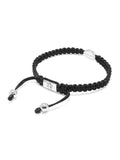 Nialaya Men's String Bracelet Men's Black String Bracelet with Silver Evil Eye