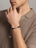 Nialaya Men's String Bracelet Men's Black String Bracelet with Silver Interlocking Rings