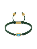 Men's Dark Green String Bracelet with Gold Evil Eye