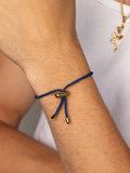 Nialaya Men's String Bracelet Men's Navy Blue String Bracelet with Adjustable Gold Lock MST_053