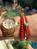 Nialaya Men's String Bracelet Men's Red String Bracelet with Gold Evil Eye