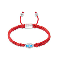 Men's Red String Bracelet with Silver Evil Eye