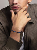 Nialaya Men's String Bracelet Navy Blue String Bracelet with Silver MST_080
