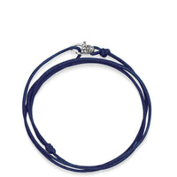 Navy Wrap-Around String Bracelet with Sterling Silver Lock