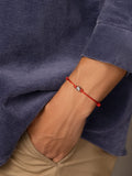 Nialaya Men's String Bracelet Red String Bracelet with Silver MST_004