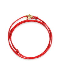 Red Wrap-Around String Bracelet with Sterling Silver Gold Plated Lock