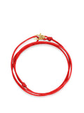 Nialaya Men's String Bracelet Red Wrap-Around String Bracelet with Sterling Silver Gold Plated Lock MST_072