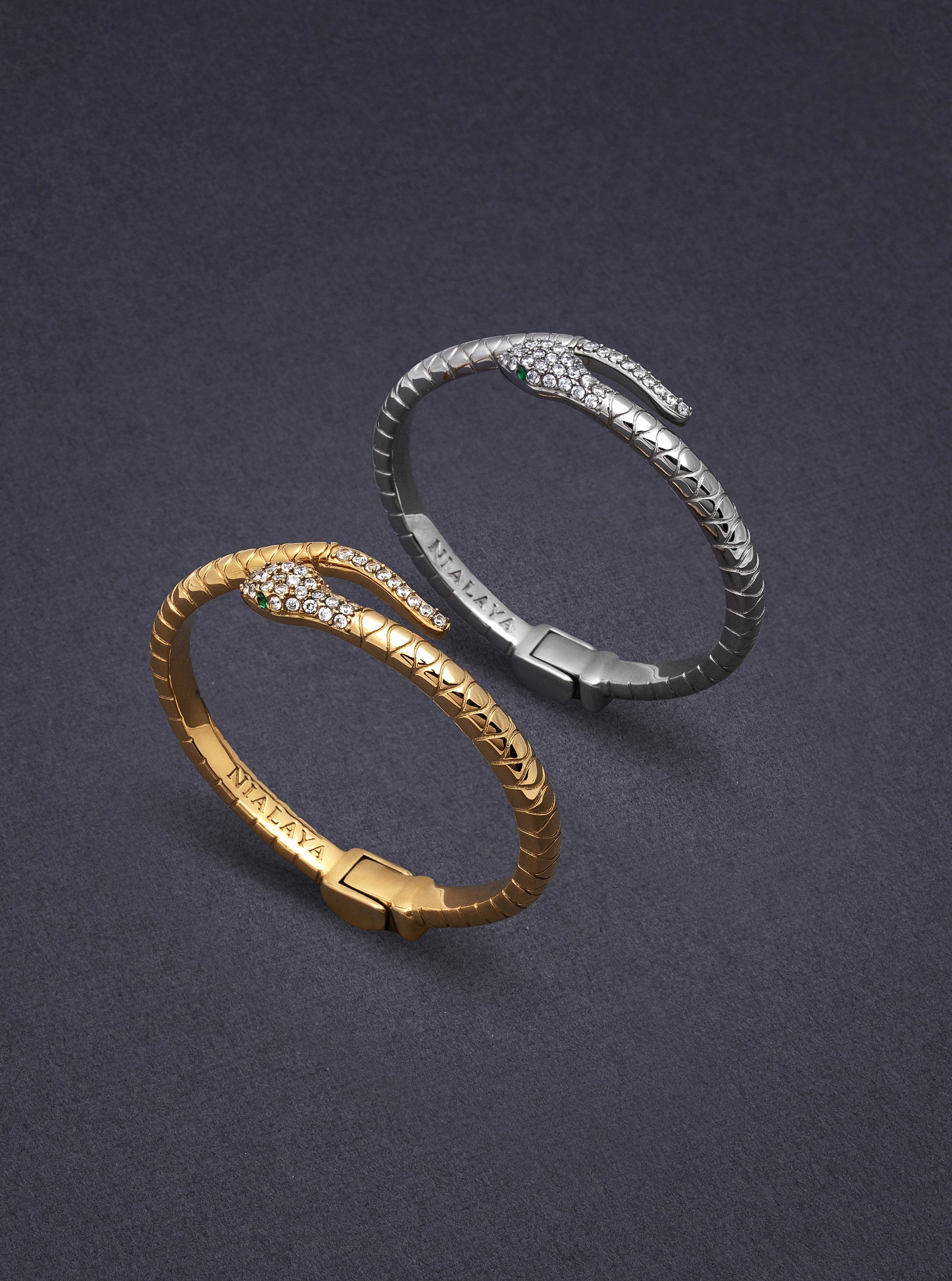 Nialaya Women's Bangle Women's Gold CZ Snake Bangle