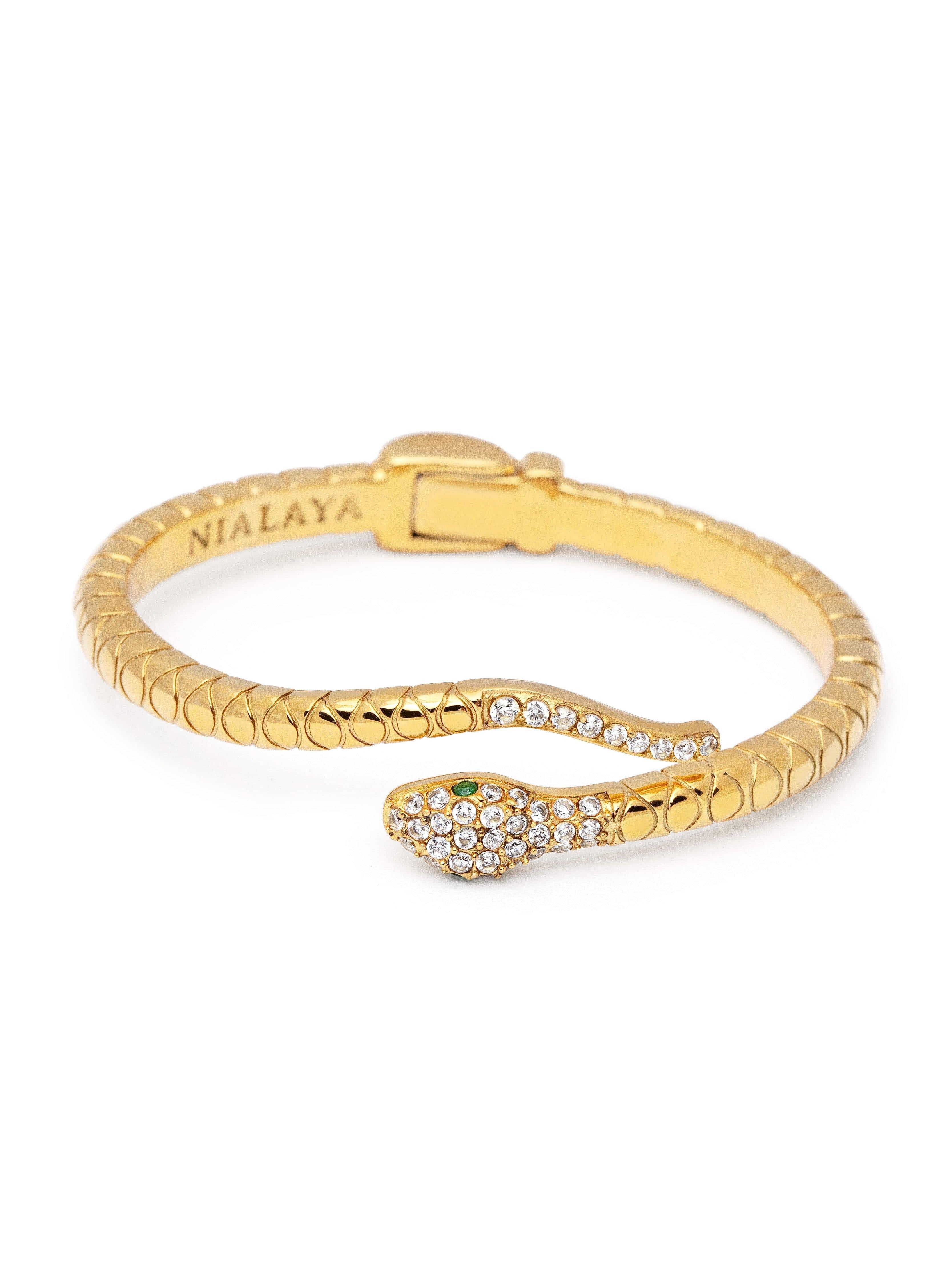 Nialaya Women's Bangle Women's Gold CZ Snake Bangle