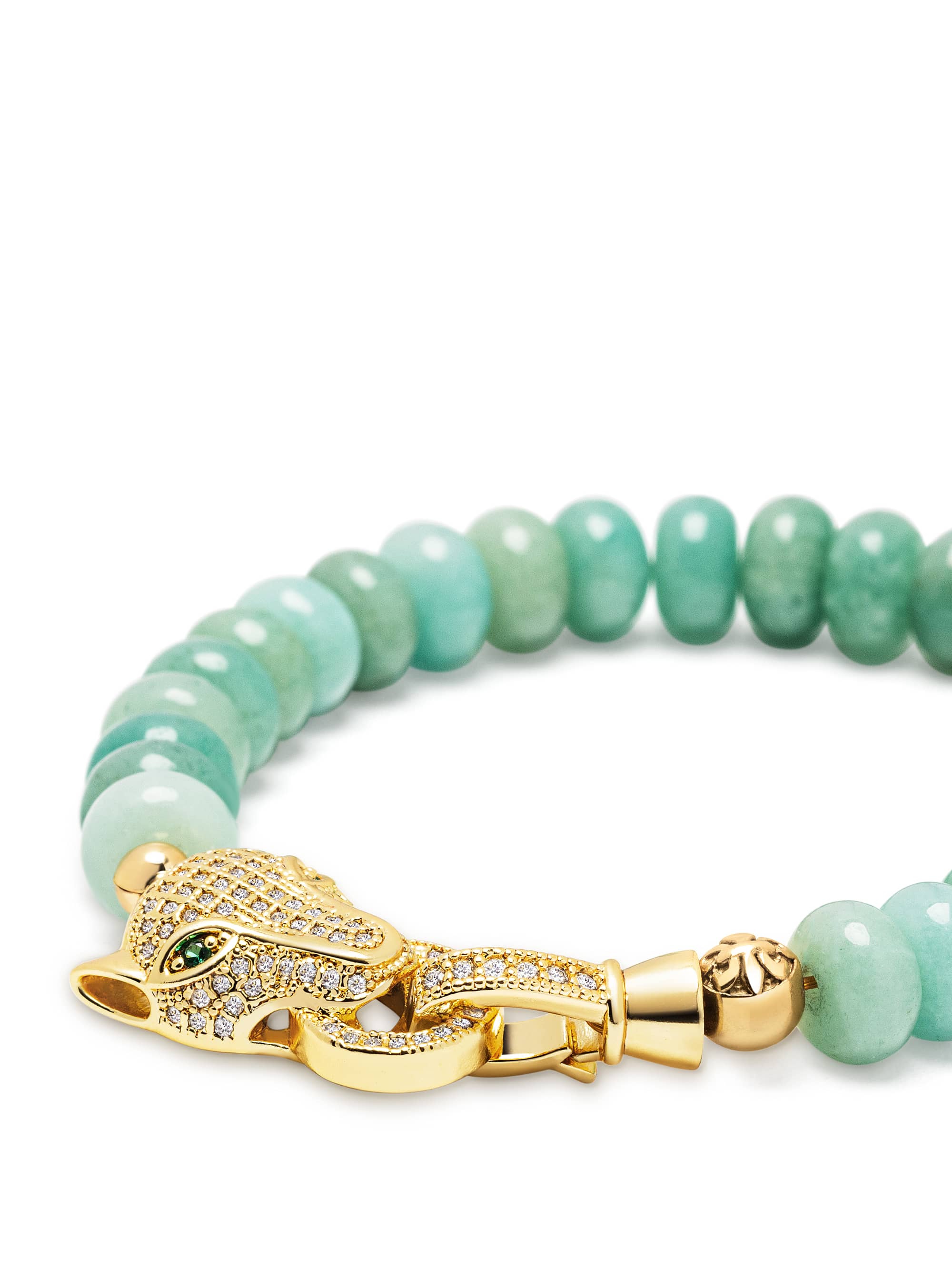 Nialaya Women's Beaded Bracelet Amazonite Bracelet with Panther Head Amazonite Bracelet with Panther Head