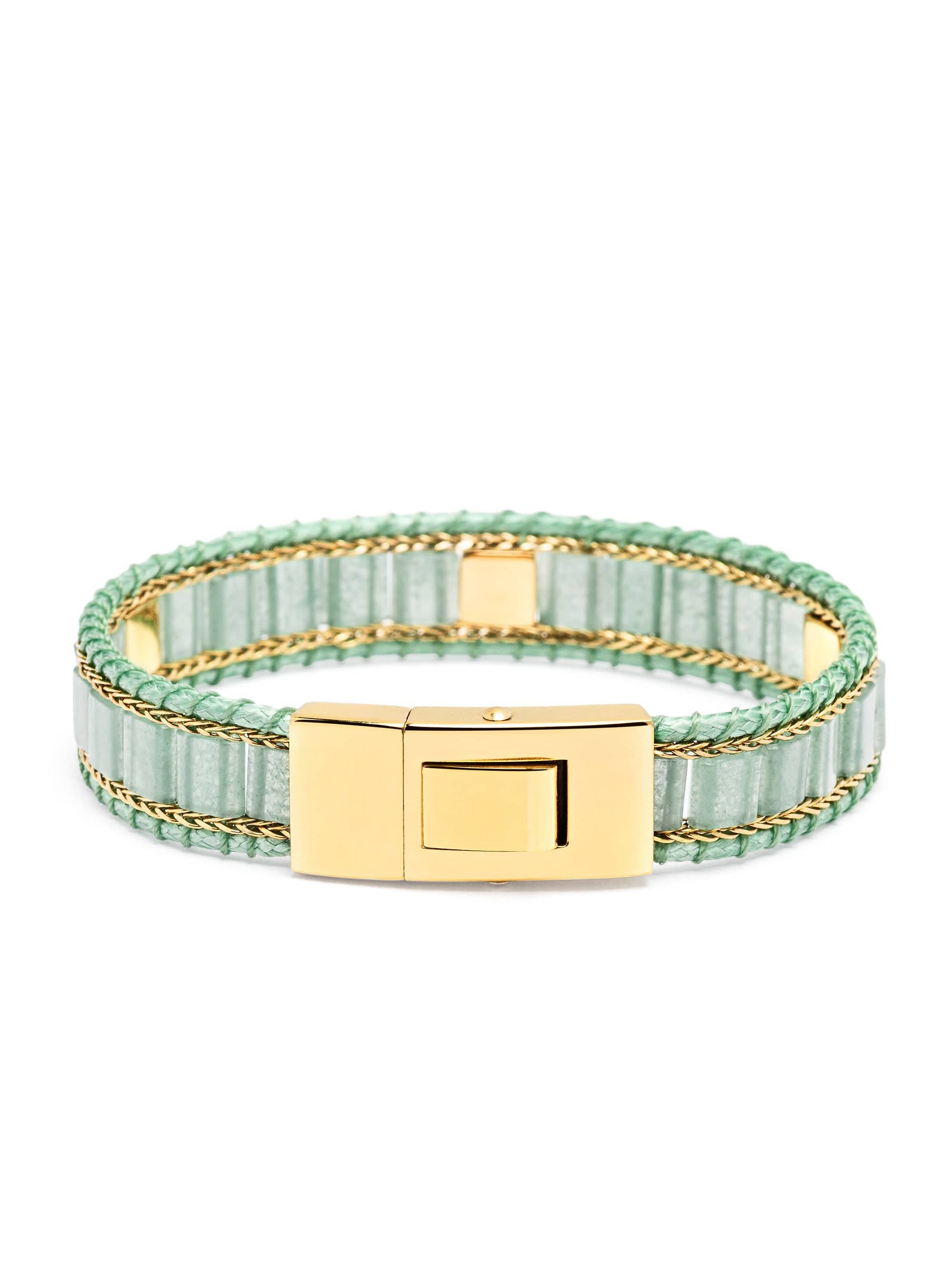 Nialaya Women's Beaded Bracelet Green Aventurine Stud Bracelet Green Aventurine Stud Bracelet