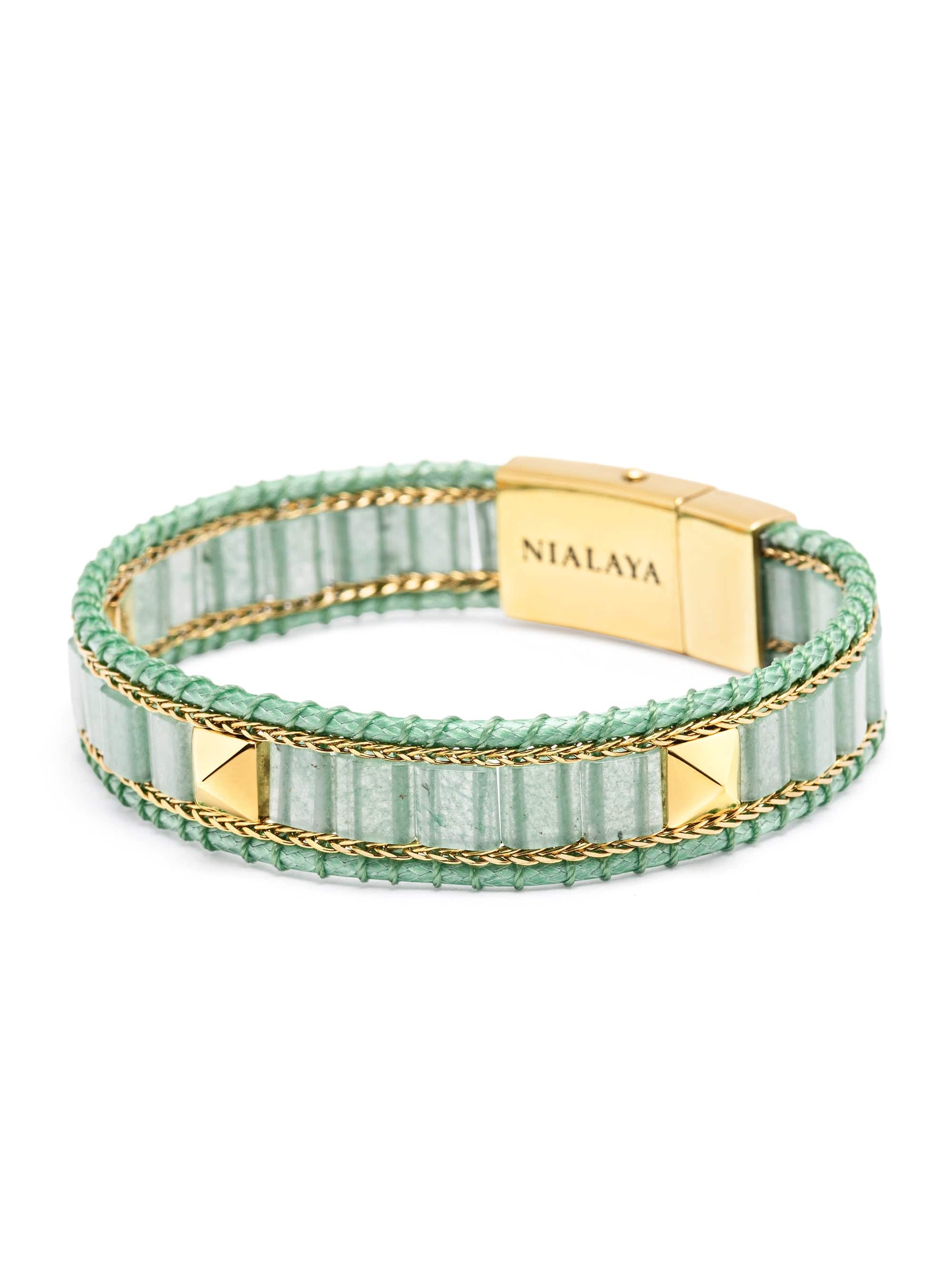 Nialaya Women's Beaded Bracelet Green Aventurine Stud Bracelet Green Aventurine Stud Bracelet